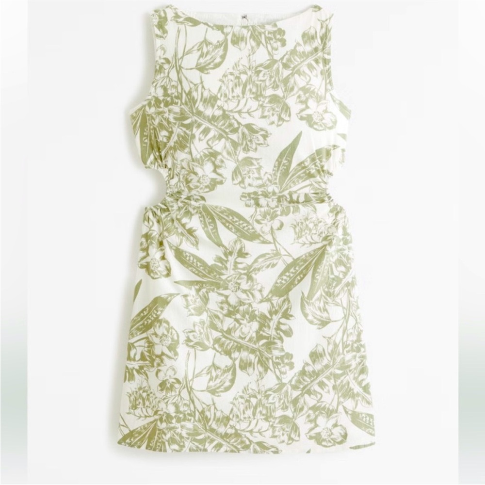 Abercrombie & Fitch Green Floral Cut Out Mini Dress